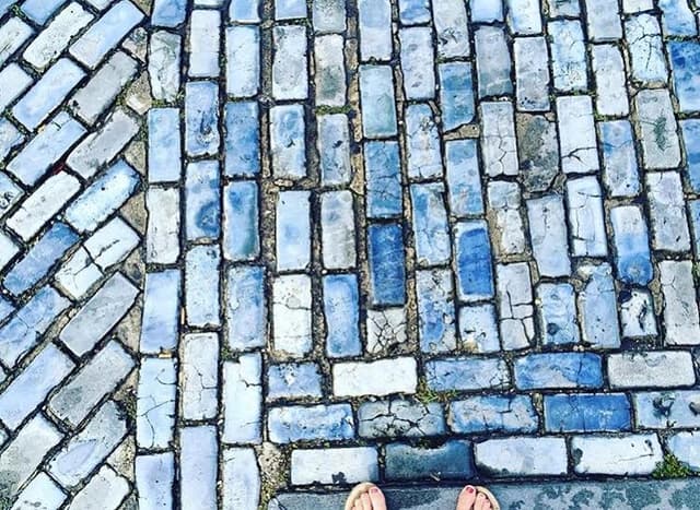 Blue Cobblestone Street San Juan