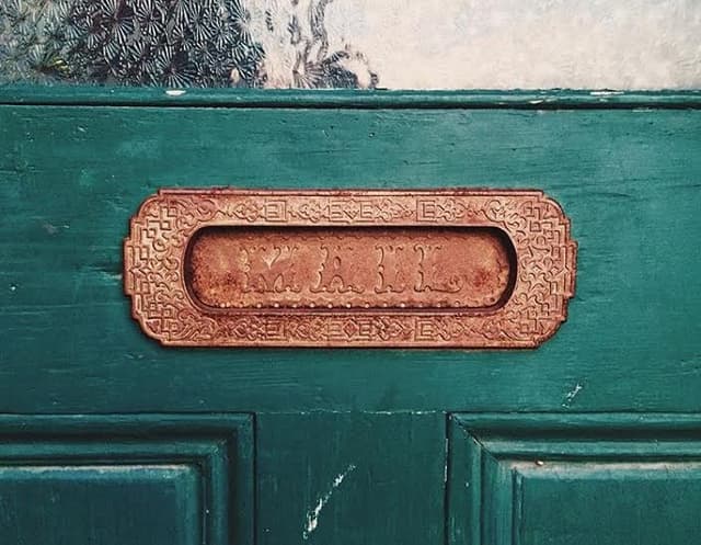 Mail Slot Teal Door
