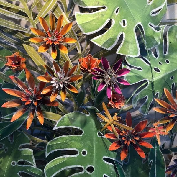 Tropical Flowers Monstera Leaves